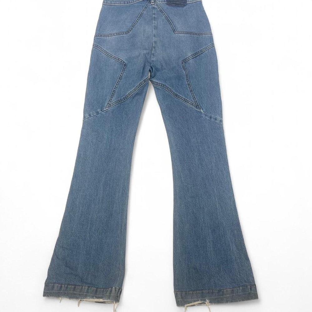 Revice Denim Starman High Rise Flare Jeans Blue Star Back Seam 26